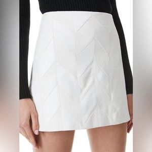 Alice + Olivia RILEY PATCHWORK MINI SKIRT classics white leather skirt